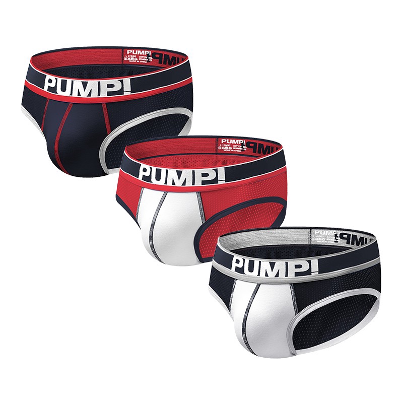 [Ready Stock] PUMP 3PCS Mesh Men Briefs Men Underwear Comfortable
