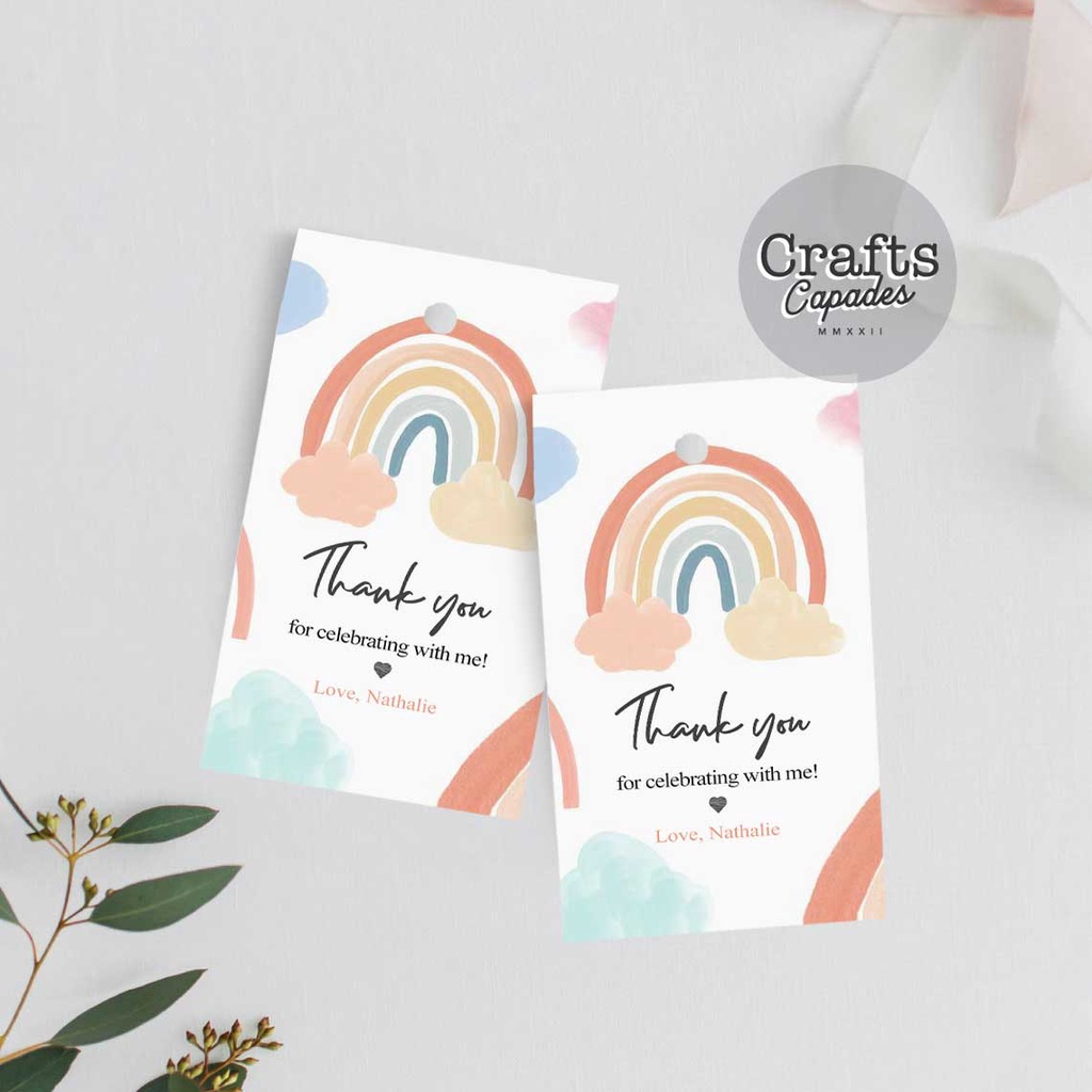 32 pcs Christening Gift tags / Boho Rainbow / Personalized gift tags