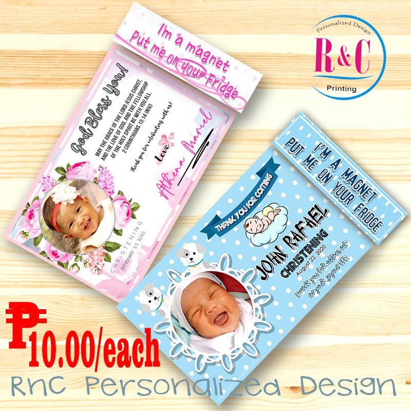 BIRTHDAY & CHRISTENING Ref Giveaway ATM SIZE minimum 50 pcs