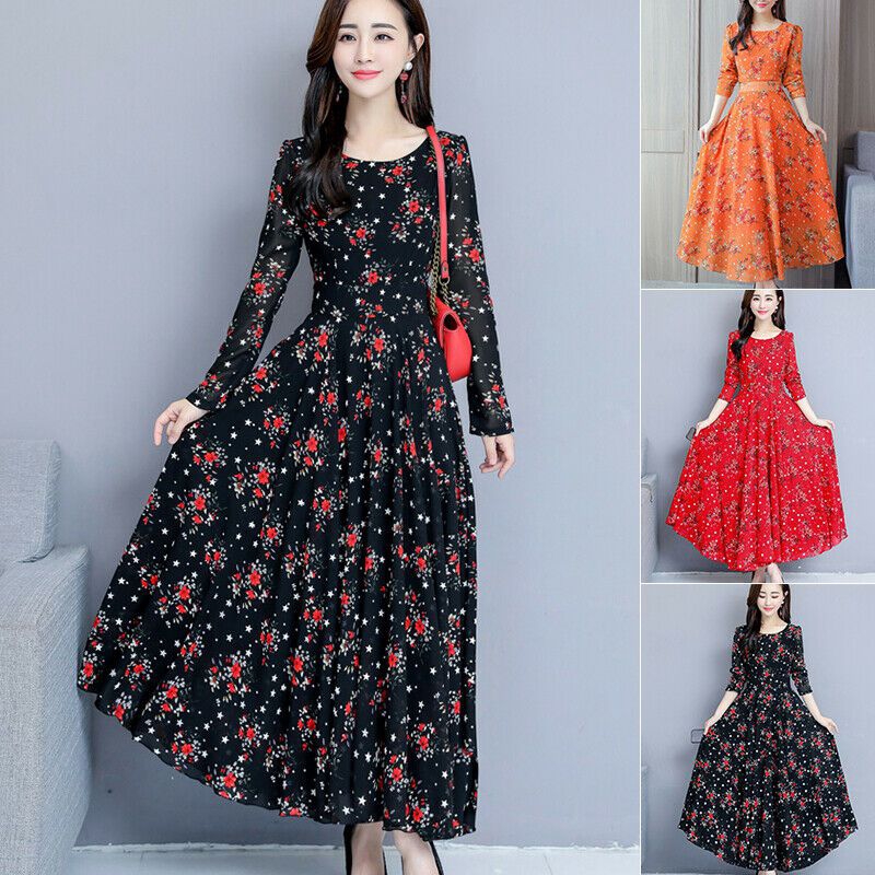 womens floral long sleeve dress