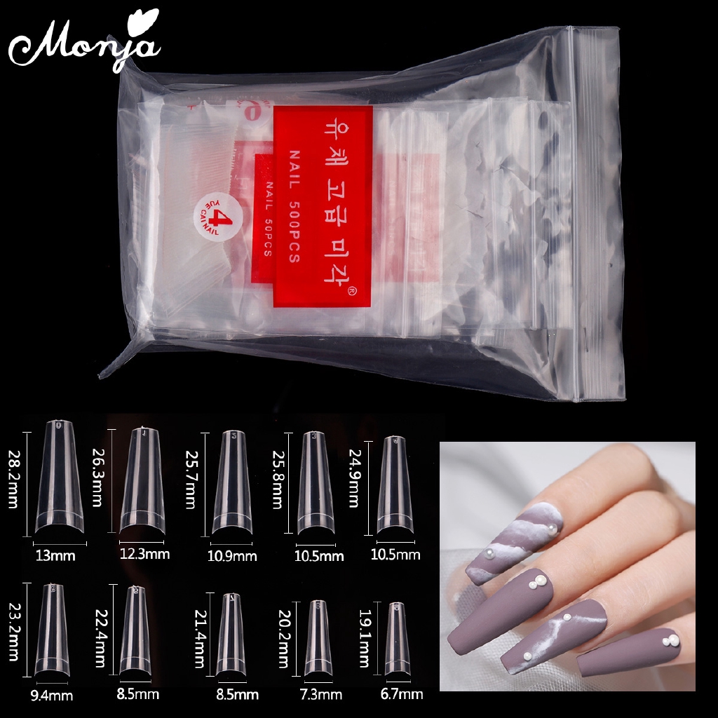 Monja 500 Pcs Transparent Natural Nail Art Full Half Cover False Nails Acrylic Uv Gel Extension French Nail Tips Manicure Tool Shopee Philippines
