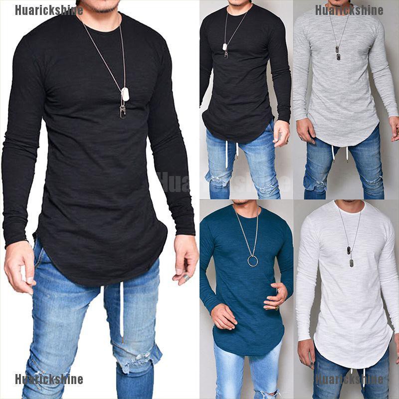 Mens Gym T Shirt Longline Slim Fit 