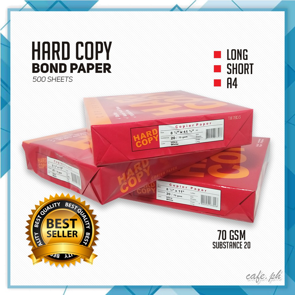 HARD COPY PAPER A4 SIZE ( 70 Gsm Substance 20 ) ( 500SHEETS PER REAM