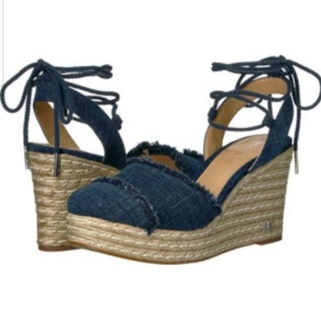 michael kors denim wedge sandals