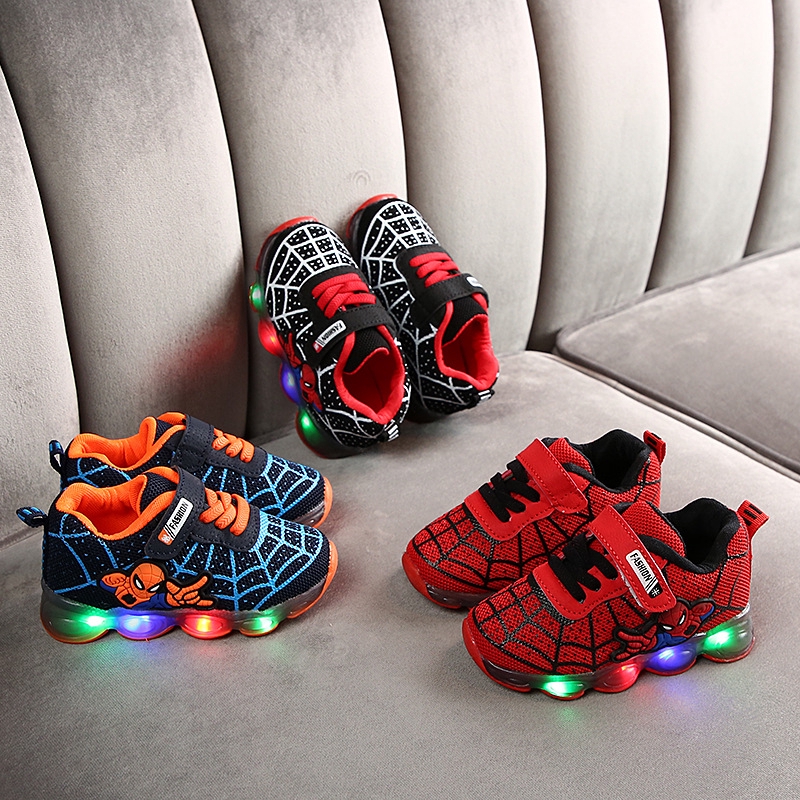 COD Ready Stock Size 21-36 LED Spiderman Light up Shoes for Boys Korean  Style Cartoon Sneakers | Shopee Philippines