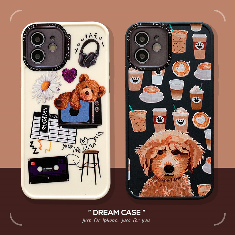 Casing iPhone【Teddy Bear】Silicone iPhone Case 12 Pro Max 11Pro Max X XS