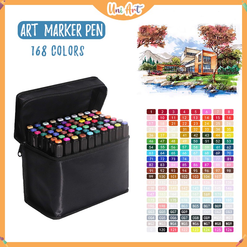 Uni Art 168 Colors Markers Manga Drawing Markers Pen Alcohol Based