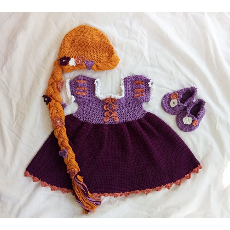 Crochet Rapunzel Baby dress costume | Handmade by pinkcrochet | Shopee  Philippines