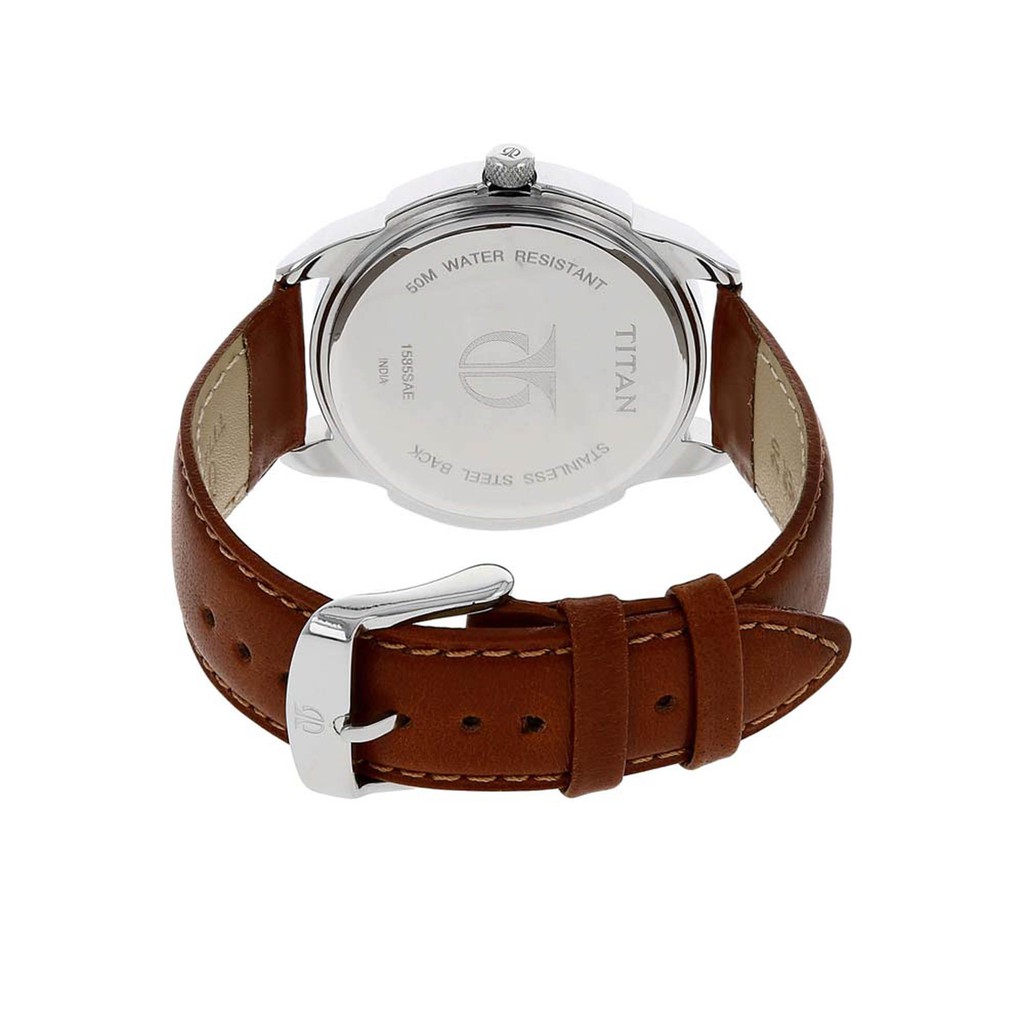 titan brown leather watch