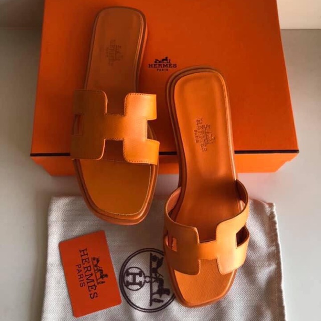 orange hermes slippers