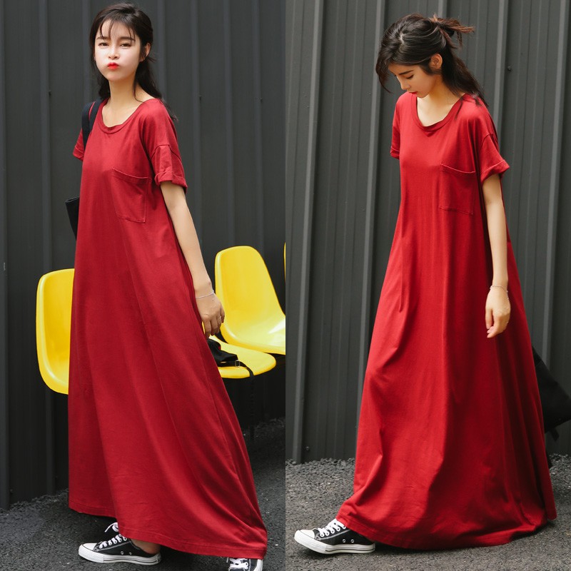 red cotton dress