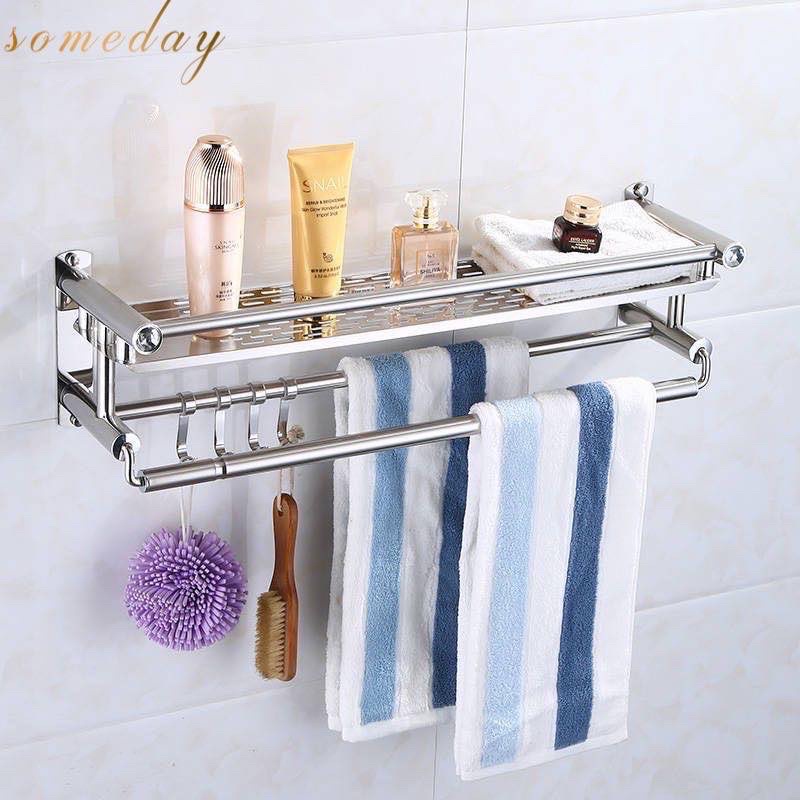 40cm bathroom shower wall mounted space stainless steel towel storage