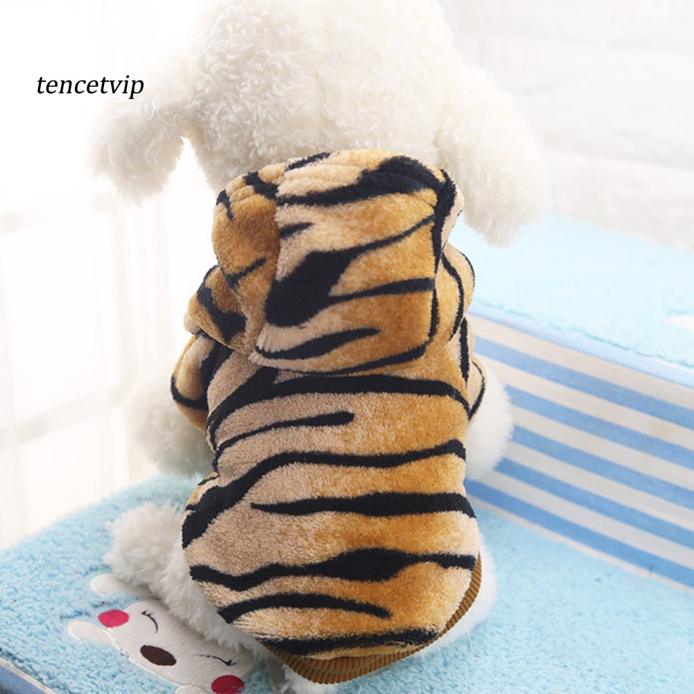 【Vip】Dog Puppy Hoodie Tiger Style Warm Flannel Dog Clothing Costume Winter Warm Coat #3