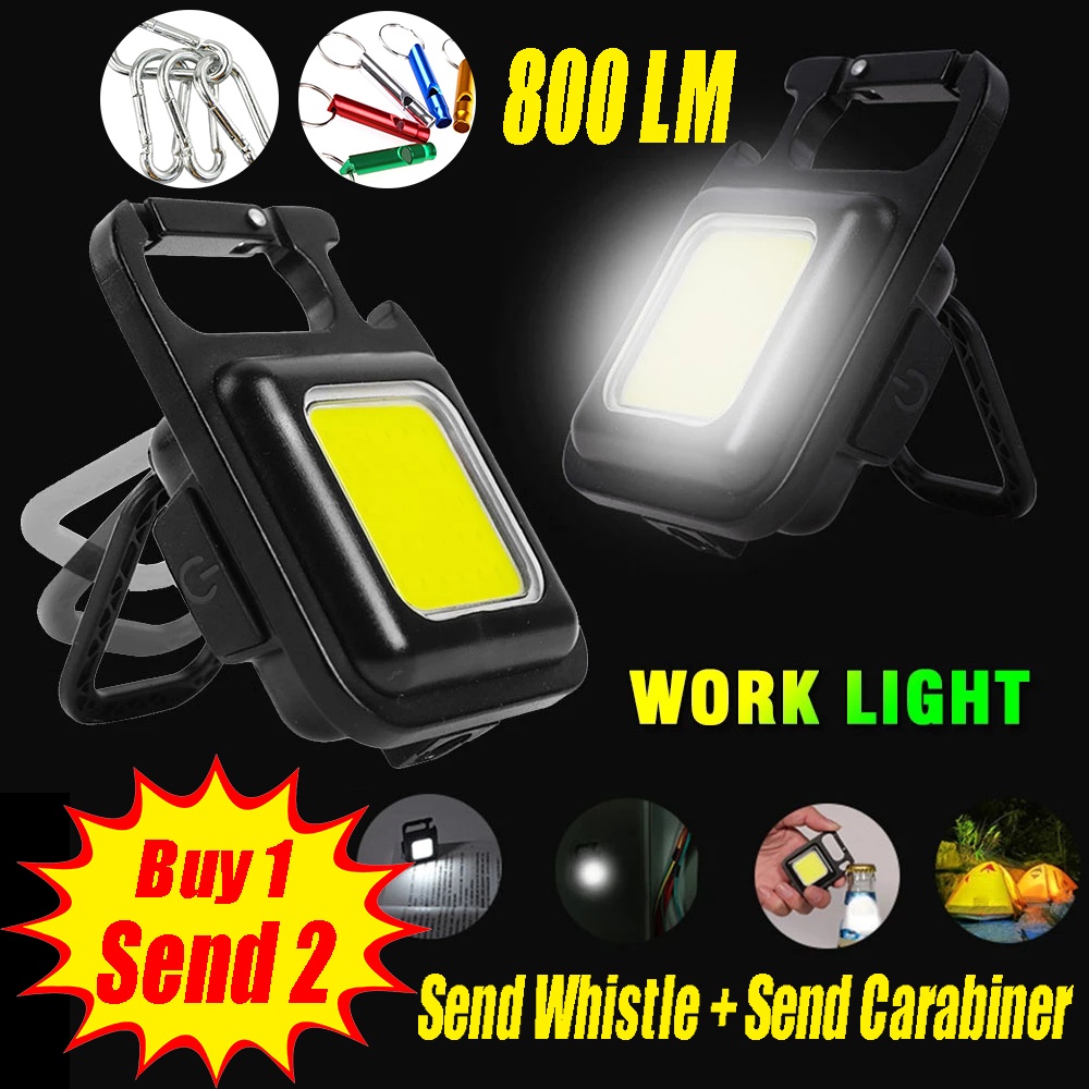 Buy 1 Get 3(Keychain Light+Cable+Whistle+Carabiner) Mini LED Torch
