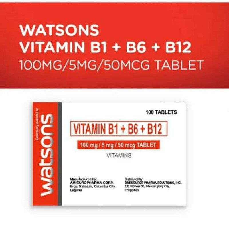 Onrechtvaardig teksten Mantel Watsons Vitamin B Complex (B1 B6 B12) Tablet | Shopee Philippines