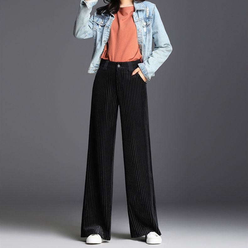 velvet straight leg pants