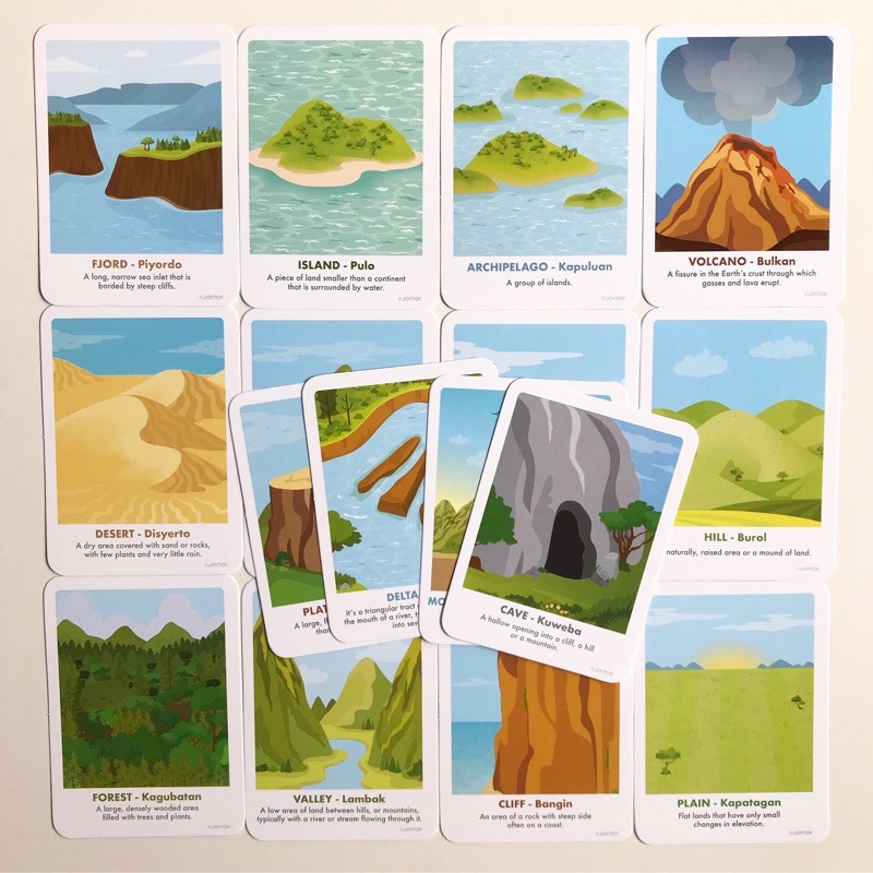 English Filipino Landforms Flash Cards Homeschool Preschool Children Toddler Shopee Philippines