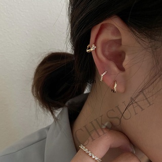 1 Pair 14K Gold-plated helix earrings Mini Zircon Hoop earings for women piercing earring set Cubic Zirconia Cartilage Earing Stu #3