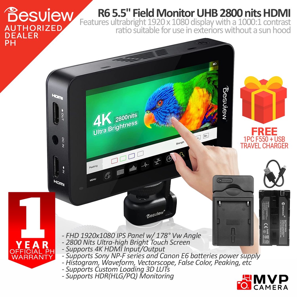 Desview R6 UHB 5.5-inch 2800nits On Camera Touch Monitor BESTVIEW