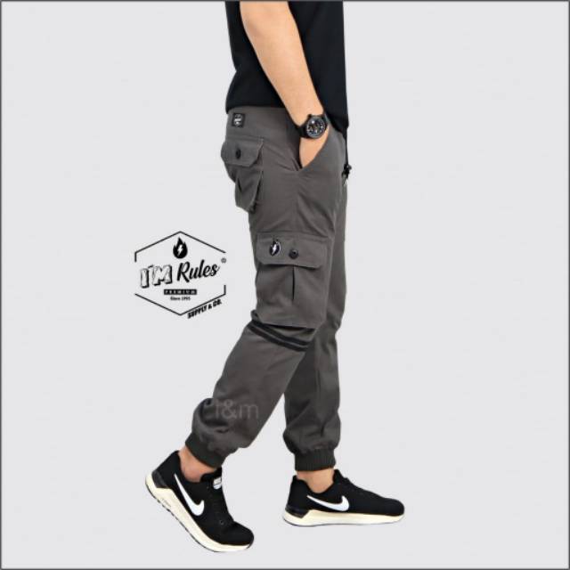 dark grey cargo joggers