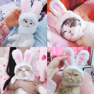 Pet Dog Cat Plush Rabbit Ear Hat with Rabbit Ears Cap Party Costume Accessories Headwear for Cat Kitten Puppy Pet Cosplay Supplies