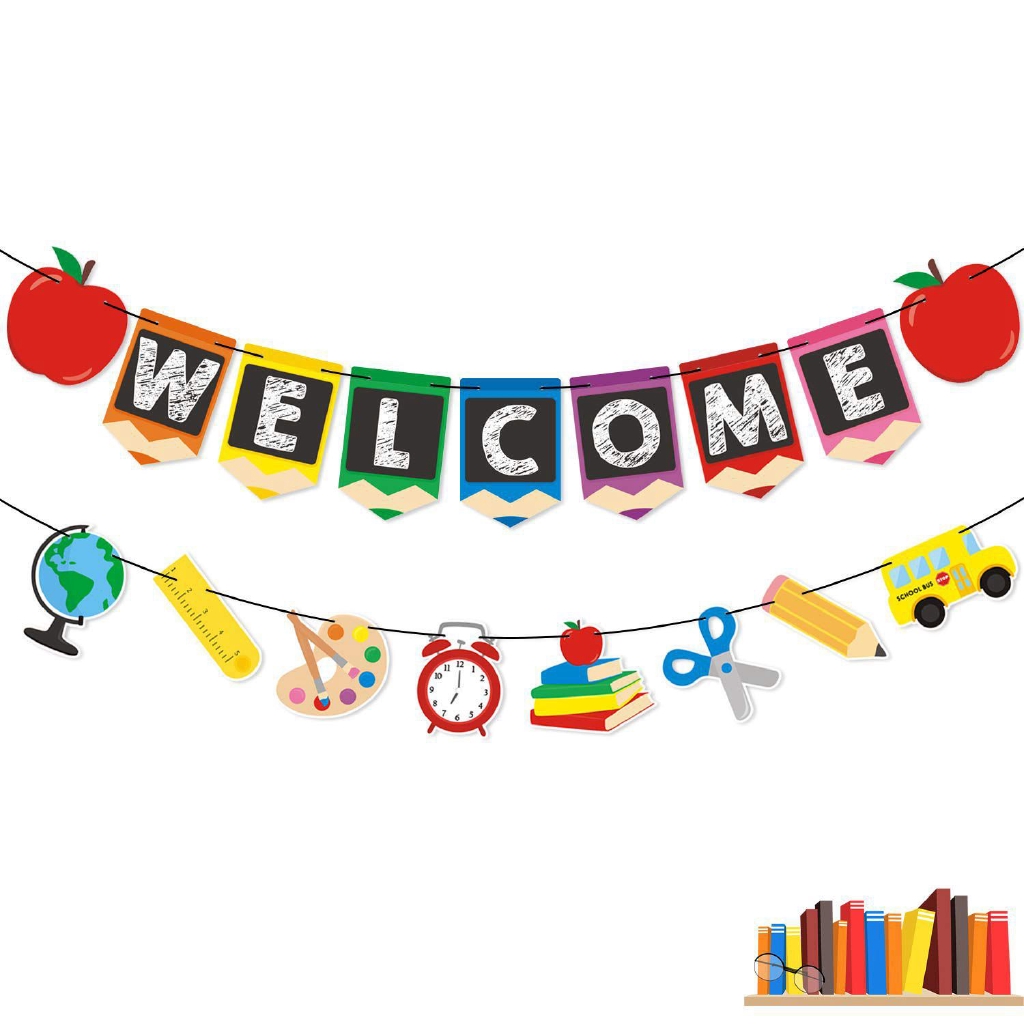 Back To School Theme Party Welcome Banner Kids First Day New Decoration ...