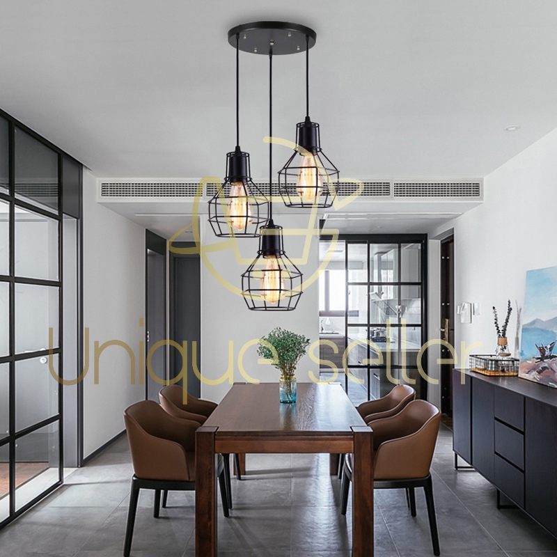 Nordic loft retro Iron cage pendant light modern light fixture American Industrial vintage Lamp