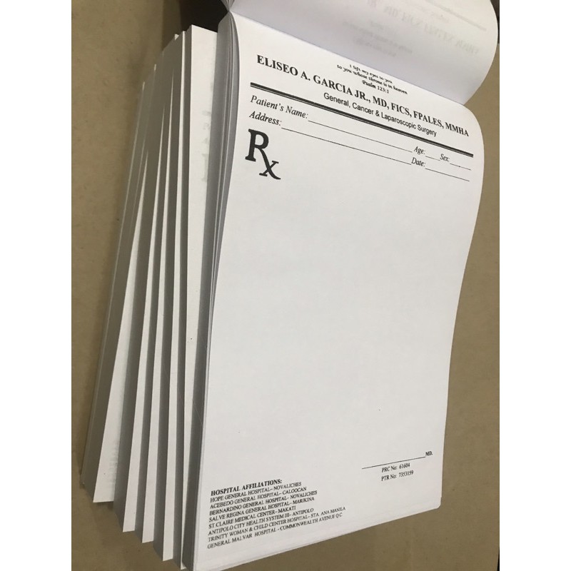 Optical Prescription Pads