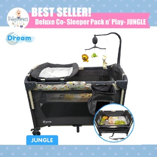 BEST SELLER! DreamCradle Deluxe Pack n' Play Crib with Co-Sleeper and Accessories-Jungle