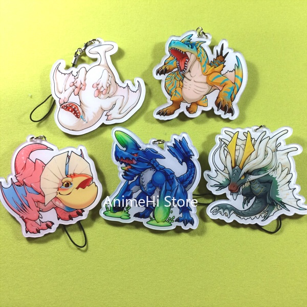 ∋Anime Monster Hunter Keychain Figure Kirin Brachydios Lagiacrus Astalos Yian Kut Ku Gore Magala Ac