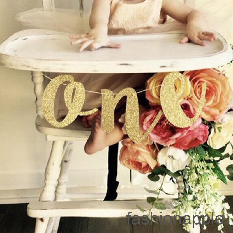 Fad Fire New Glitter One Banner Girl Boy 1st Birthday High