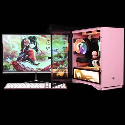 DIY pink computer case girl game side through water cooling ATX ...