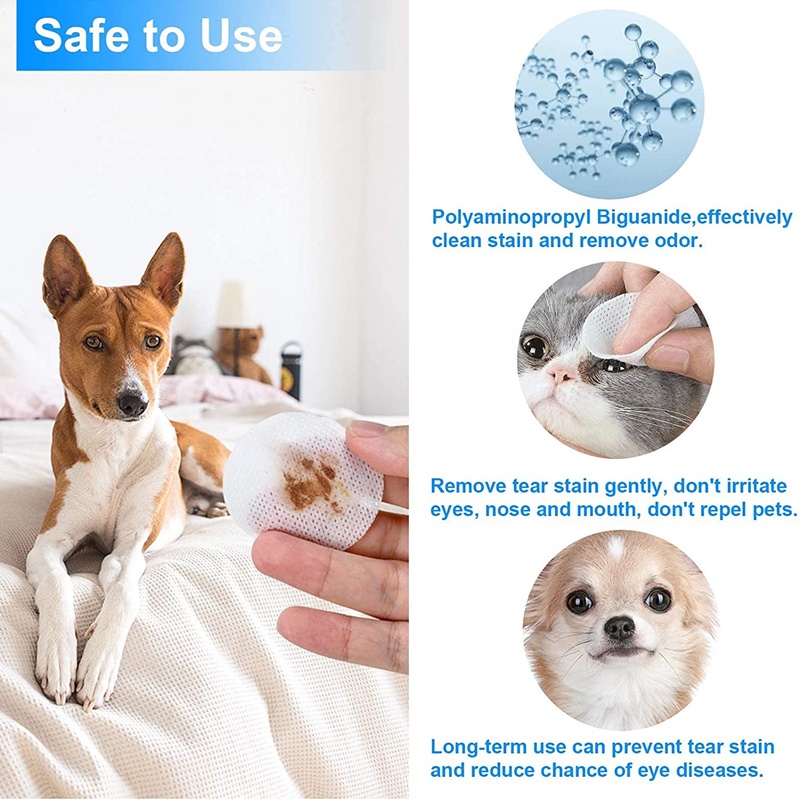 130PCS/Set  Pet Eye Wet Wipes Cat Dog Tear Stain Remover Pet Cleaning Paper Tissue Aloe Wipes #4