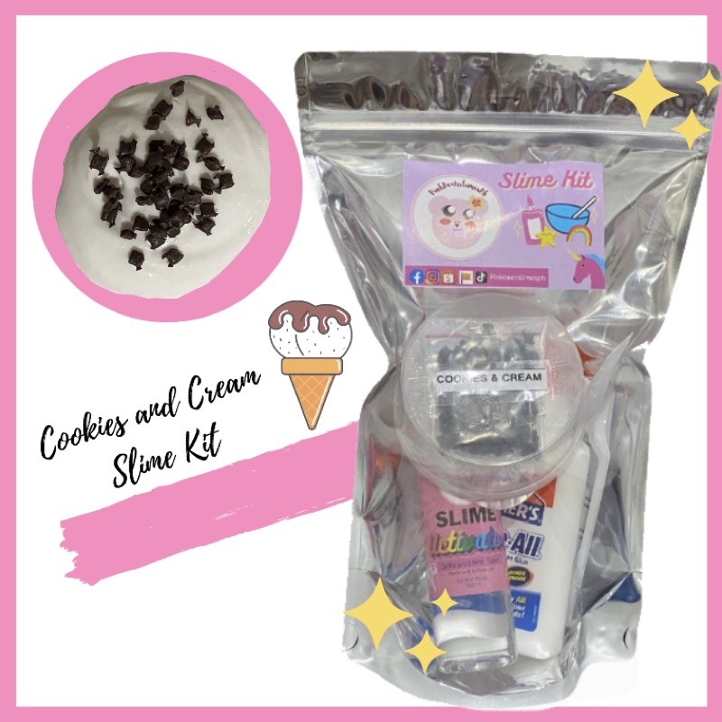 Cookies and Cream Slime Kit (Bubblegum Scented) with Free Charm Shopee Philippines