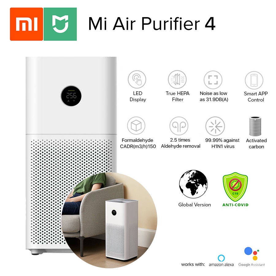 Xiaomi Mi Air Purifier 4/4 Lite/3H/3C Global Version with LED Display