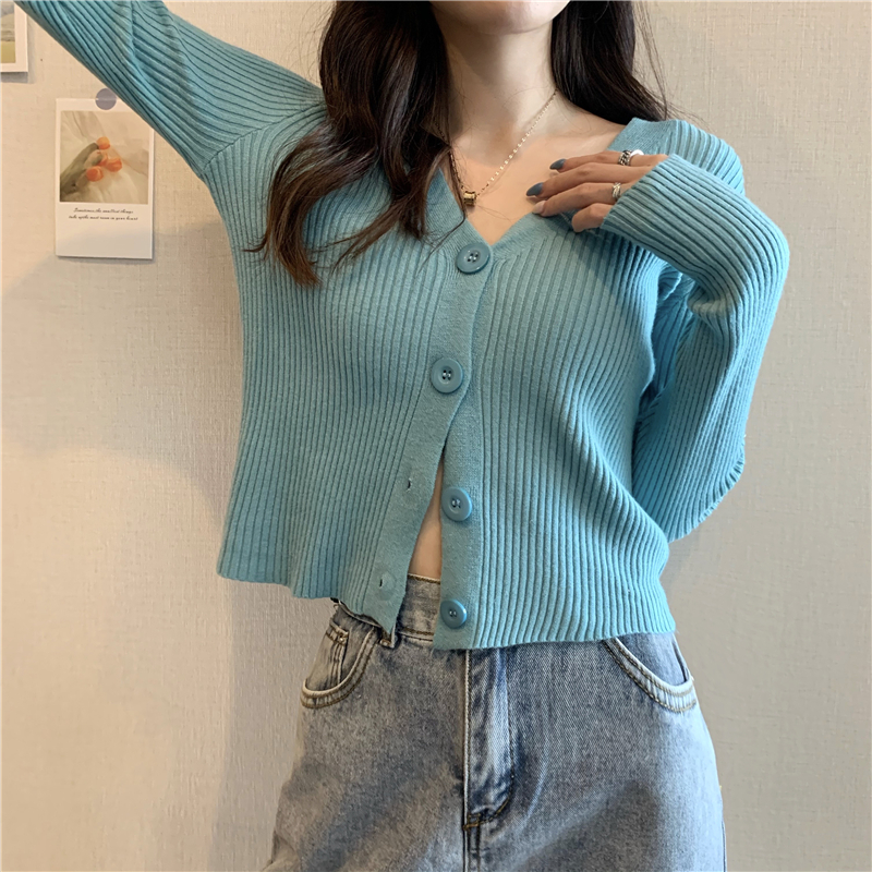 Special offer xiaozhainv V-neck thin long-sleeved knitted cardigan sweater  women loose top | Shopee Philippines