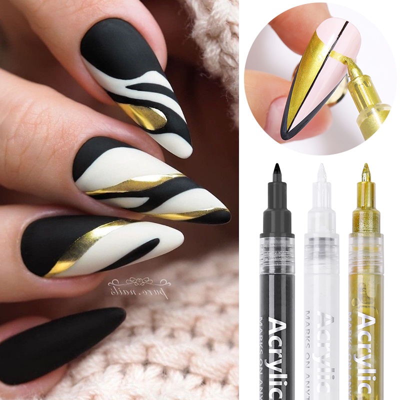 1 Pc Nail Art Graffiti Pen Black Color UV Gel Polish Design Dot