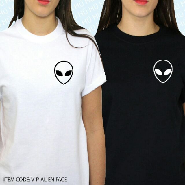 Two Alien Faces Simple Design Mens T-Shirt 