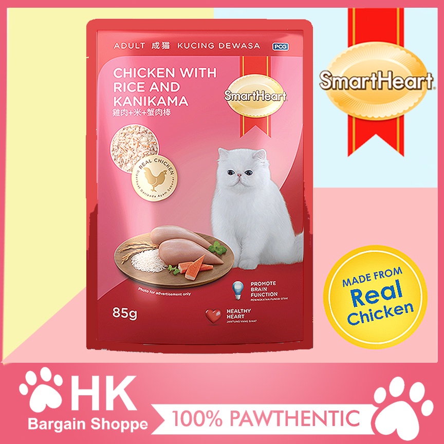 Smart Heart Adult Chicken with Rice and Kanikama Wet Cat Food 85g Pouch