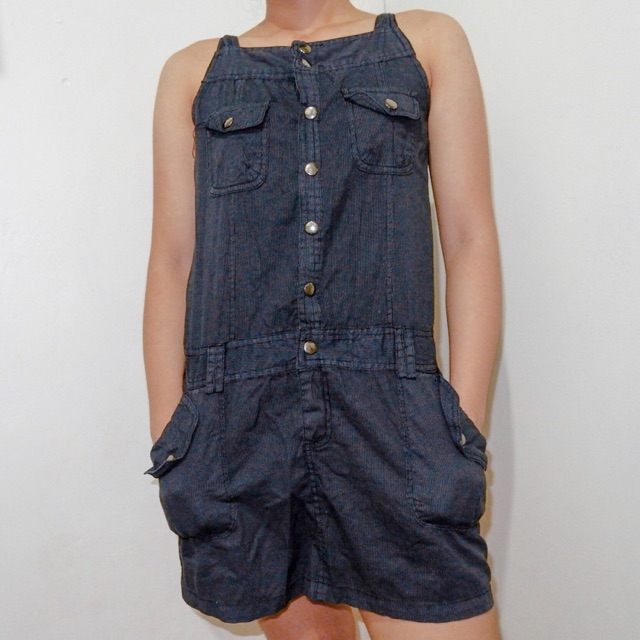 black button up overall dress