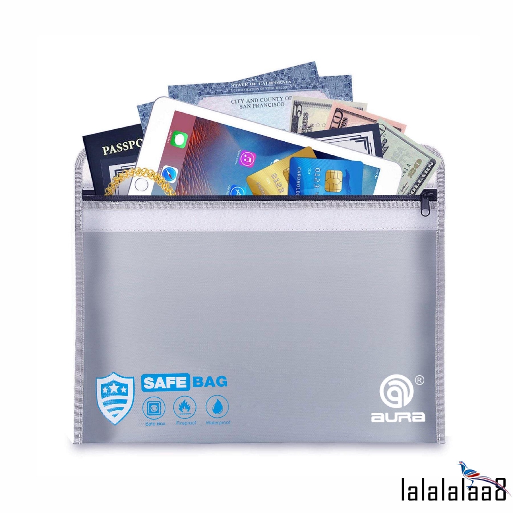 Fireproof Money Bag Waterproof Safe Cash Box Document Envelope File Pouch Case