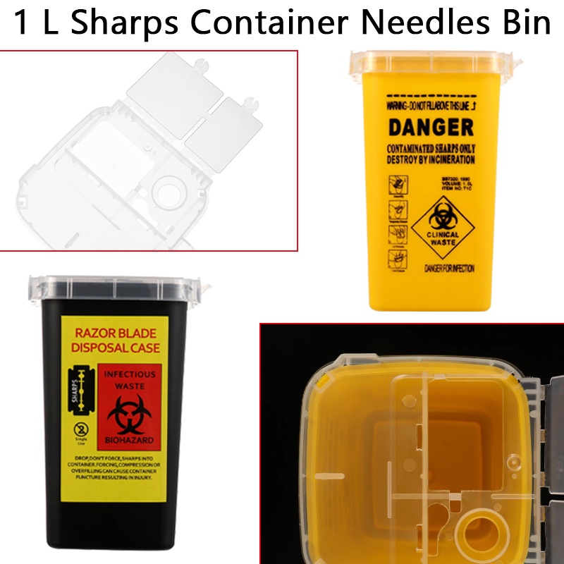 1L Capacity Tattoo Artist Waste Box Tattoo Piercing Needles Disposal