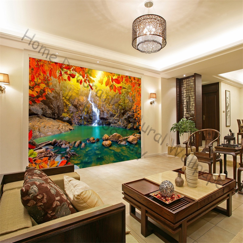 Custom 3D Photo Wallpaper Autumn Waterfall Nature Landscape Forest for Home  Decor Living Room Mural Self Adhesive Wallpapers | Shopee Philippines