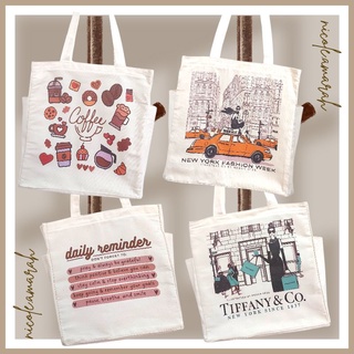 CANVAS TOTE BAG | SHOULDER BAG | WITH ZIPPER  | EXPANDABLE WITH PRINT