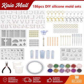 Silicone Resin 186 PCS Number Silicone Mold Silicone Mold resin set Kit Alphabet and Tools resin set