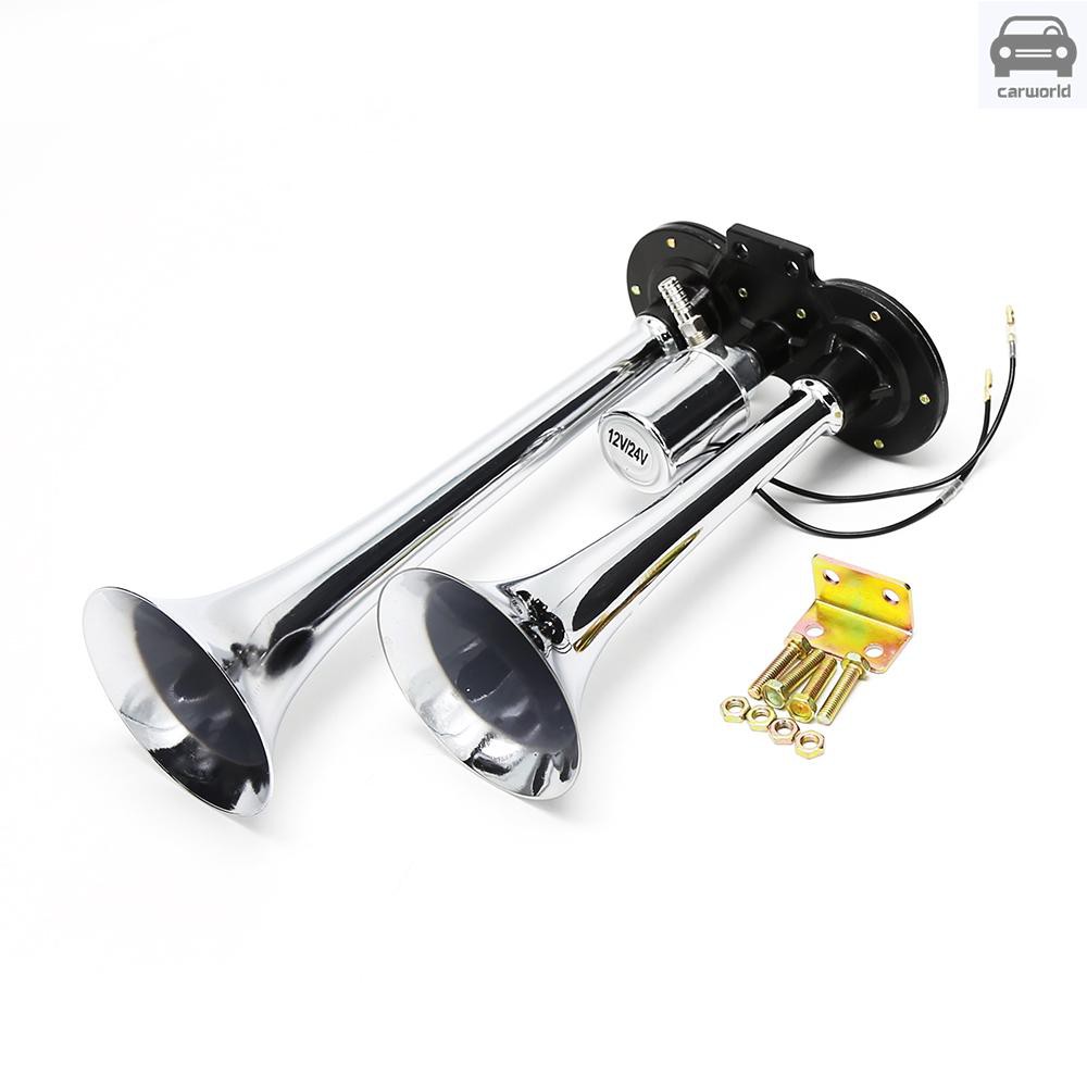 Dual Trumpet Electric Horn Loud Chrome Air Horn Speaker Kit 150dB 12V ...