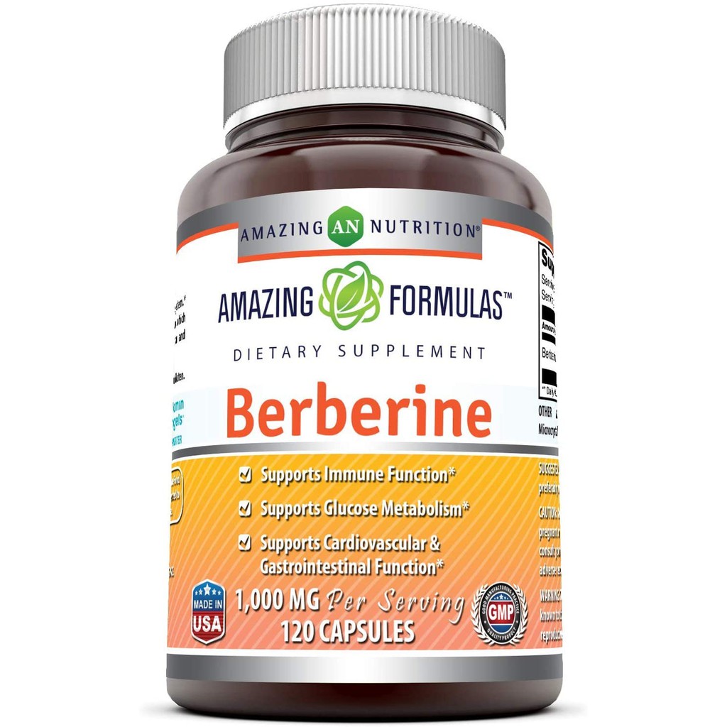 Amazing Formulas Berberine 1000mg Per Serving, Immune Support, 120 ...