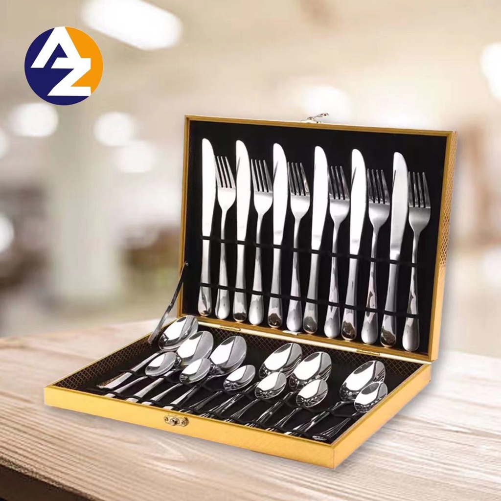 AZ 24 Piece Pcs Flatware Tableware Set Stainless Steel Cutlery Set