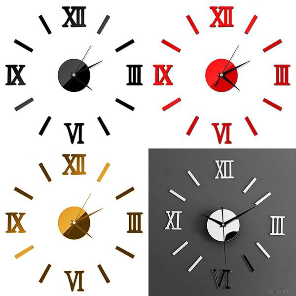 Download WB.3D DIY Wall Clock Roman Numerals Frameless Large Acrylic Mirror Surface Wall Decor Clock ...