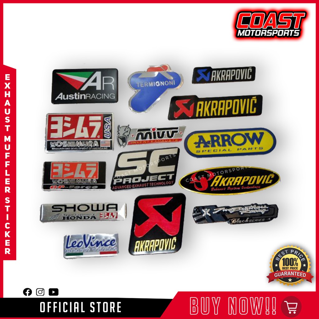 Exhaust muffler decal sticker embossed 3D aluminum badge logo for